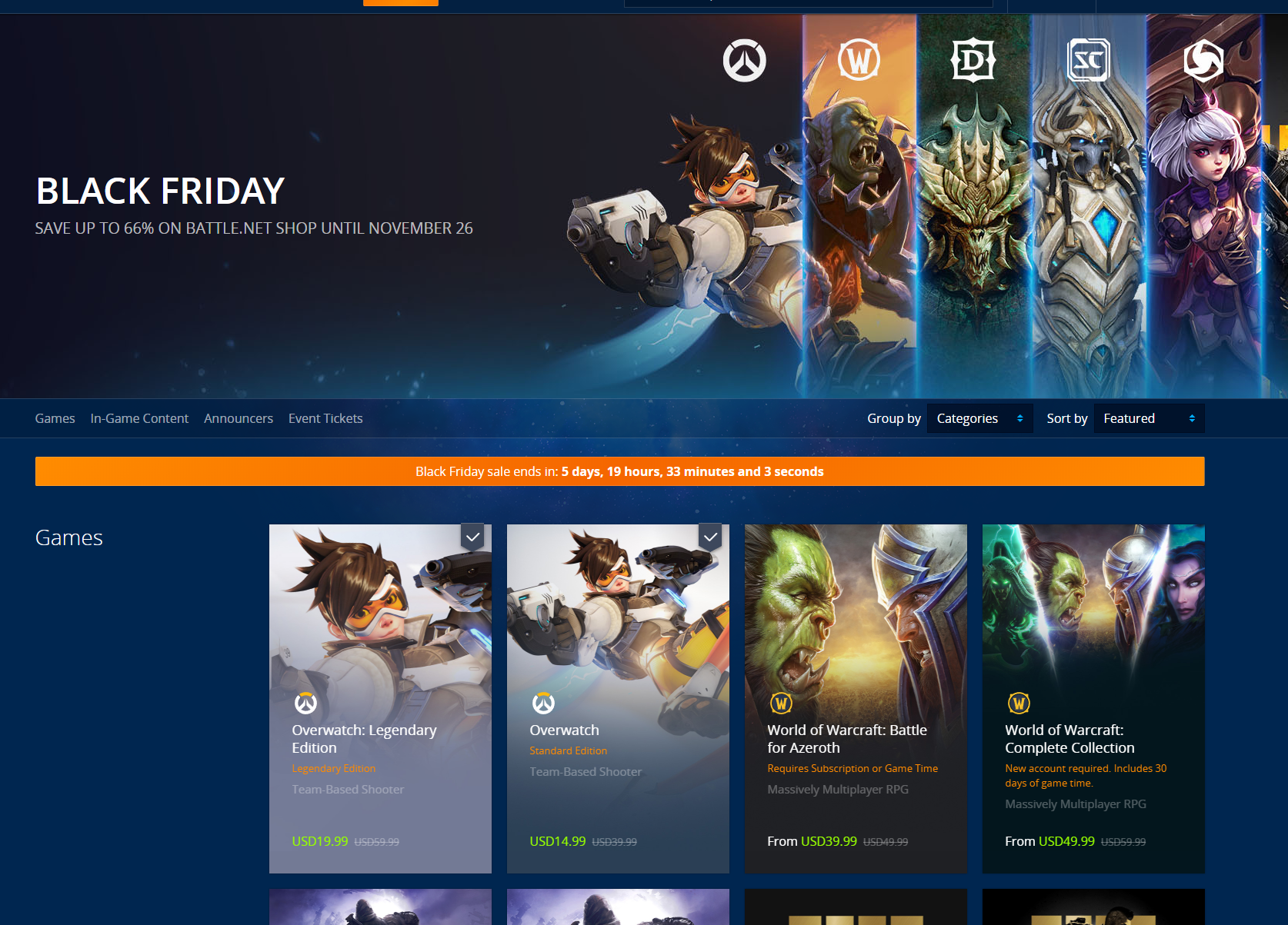 Blizzard Opens Up It S Black Friday Sale